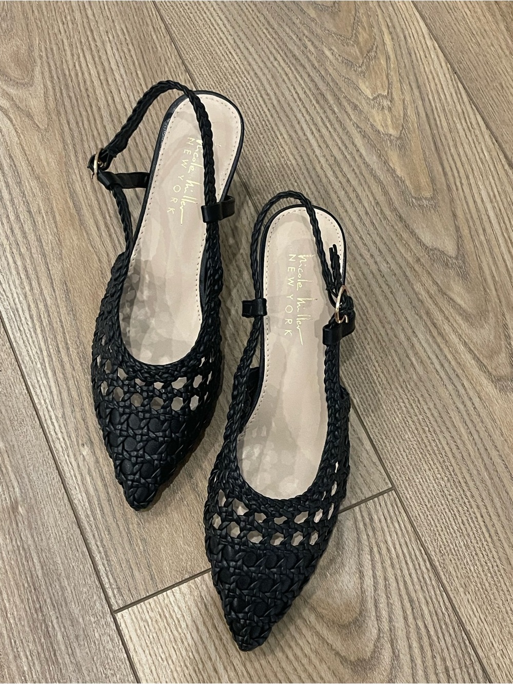 Nicole Miller New York Woven Black Kitten Heel